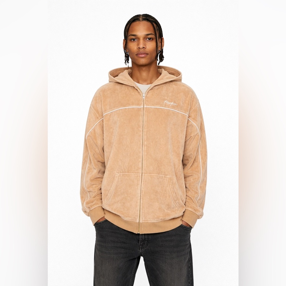 PHAT FARM - Terry Cloth Zip-Up Hoodie | Peach Y2K Streetwear Essential
